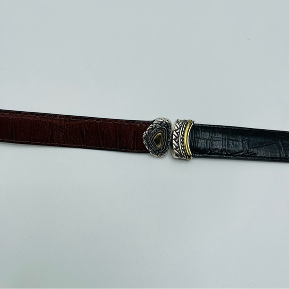 Brighton Marcus two tone reversible belt leather gold‎ silver black brown size L - Picture 3 of 9